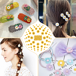 100個 4スタイル フラットバックヘア&コスチュームアクセサリー 装飾品 樹脂フラワー デイジー カボション  ゴールド  9~26x2.5~7mm  25個/スタイル&nbsp;CRES-NB0001-37A