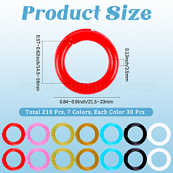 210個 7色 プラスチック製ルーズリーフブックバインダーリング  ミックスカラー  21.5~23x3.5mm  内径：14.5~16mm  30個/カラー&nbsp;KY-CP0001-25A