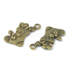 合金ペンダント  カドミウムフリー＆ニッケルフリー＆鉛フリー  クリスマスの靴下  アンティークブロンズ  21x13x3mm  穴：2mm&nbsp;TIBEP-A18560-AB-FF