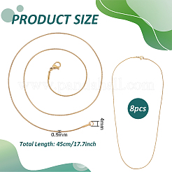 8mm 304ステンレススチール製スネークチェーンネックレス0.9個  カニカン付き  イオンプレーティング（ip）  ゴールドカラー  17.7インチ（45cm）&nbsp;STAS-PH0006-90