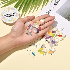 DIYジュエリーセット製作キット  ラウンド＆カラム＆スター＆ラビットヘッドアクリルビーズを含む  ABSプラスチックビーズ  ガラスシードビーズ  合金の留め金  アイアン丸カン＆エンドチェーン  ミックスカラー  ビーズ：1090個/セット&nbsp;DIY-YW0003-74