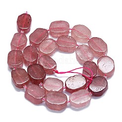 天然石ストロベリークォーツビーズ連売り  長方形  15~17x10~13x5~6mm  穴：1mm  約22個/連  15.94''（40.5センチメートル）&nbsp;G-K245-J03-E01