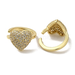 Rack Plating Brass Micro Pave Clear Cubic Zirconia Heart Cuff Earrings for Women&nbsp;EJEW-P280-19G