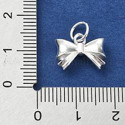 スターリングシルバーの蝶結びチャーム925個  丸カン＆スタンプ925個付き  銀  10x13x4mm  穴：4mm&nbsp;STER-M119-05A-S