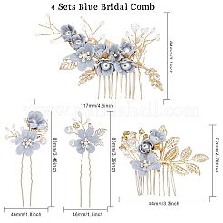 Bridal Alloy Rhinestone Hair Combs & Hair Forks Set&nbsp;PHAR-WH0015-06G
