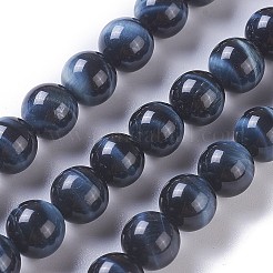 天然石タイガーアイビーズ連売り  ラウンド  8mm  穴：1mm  約49~51個/連  15インチ&nbsp;G-P428-01A-8mm