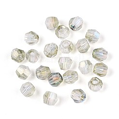 透明なスプレー塗装ガラスビーズ  コーン  ABカラーメッキ  多面カット  ダークシーグリーン  4~4.5x3.5mm  穴：1.4~1.6mm  約15380個/1000g&nbsp;EGLA-N018-4mm-03