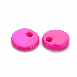 スプレー塗装淡水シェルチャーム  フラットラウンド  フクシア  7x1~2mm  穴：1.2~1.6mm&nbsp;SHEL-S276-151C