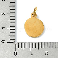 304ステンレススチールエナメルペンダント  ゴールドカラー  ホワイト  フラットラウンドのチャーム  17x13x2mm  穴：5mm&nbsp;STAS-A145-01K-G