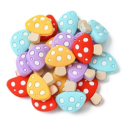 20Pcs 4 Colors Mushroom Food Grade Eco-Friendly Silicone Focal Beads&nbsp;SIL-CJ0001-63