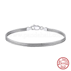 女性用スターリングシルバーウィートチェーンブレスレット925個  プラチナメッキ  7-1/8インチ（18cm）&nbsp;BJEW-A037-09P