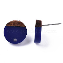 Opaque Resin & Walnut Wood Stud Earring Findings&nbsp;MAK-N032-007A-B01