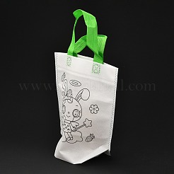長方形不織布DIY環境落書きバッグ  ハンドル付き  子供のためのDIY工芸品作り  混合模様  360mm&nbsp;DIY-B030-01