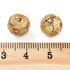 ラックメッキ真鍮製ビーズ  カドミウムフリー＆鉛フリー  花と中空丸  18KGP本金メッキ  10x10mm  穴：1.5mm&nbsp;KK-S377-16G
