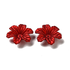 ゴム引きスタイルの不透明なアクリルビーズキャップ  艶消し  6  - 花びらの花  ファイヤーブリック  32x29x9mm  穴：1.8mm&nbsp;OACR-H016-07