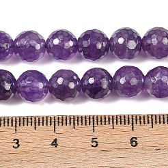 電気メッキ天然アメジストラウンドビーズ連売り  ファセット（128ファセット）  8mm  穴：1.2mm  約46個/連  14.96インチ（38cm）&nbsp;G-L598-A05-02