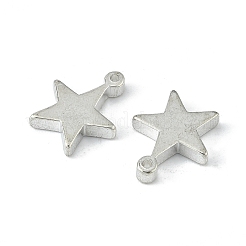 真鍮製チャーム  スター  銀色のメッキ  12x10mm  穴：1.2mm&nbsp;KK-WH0040-01S