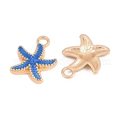 合金エナメルチャーム  ヒトデ/海星  ライトゴールド  ディープスカイブルー  18x14.5x3mm  穴：1.4mm&nbsp;PALLOY-F224-10G-02