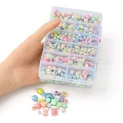 スプレー塗装のつや消し不透明アクリルビーズセット  混合図形  ミックスカラー  6~12x6~14x4~7mm  穴：1.5~2mm  約120個/18g  18グラム&nbsp;ACRP-YW0001-10