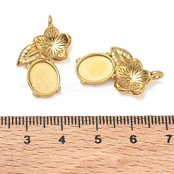 304ステンレススチールペンダントカボションセッティング  花のチャーム  イオンプレーティング（ip）  18KGP本金メッキ  26x16x4.5mm  穴：2mm&nbsp;SA-CBAE5AC-17G