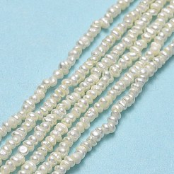 天然養殖淡水パールビーズ連売り  ケシパールビーズ  ナゲット  リネン  1.5~2x1.5~2x1mm  穴：0.5mm  約380~395個/連  14.84~15.55''（37.7~39.5センチメートル）&nbsp;PEAR-A005-28