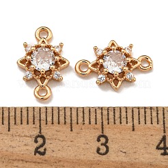 真鍮キュービックジルコニアスターコネクターチャーム  ニッケルフリー  18KGP本金メッキ  透明  13x8.5x3.5mm  穴：1mm&nbsp;KK-U037-32G-01