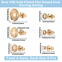 48Pcs 6 Styles Brass Stud Earring Findings&nbsp;STAS-BBC0011-01