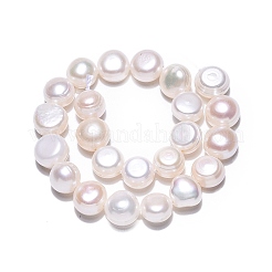 天然養殖淡水パールビーズ連売り  研磨両側  乳白色  7~8x7~8.5x4~7mm  穴：0.7mm  約24~27個/連  6.89~7.28''（17.5~18.5センチメートル）&nbsp;PEAR-N014-07J-02