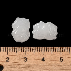 手作りランプワークビーズ  花  ホワイト  10.5x14.5x6.5mm  穴：1.5mm&nbsp;LS-LAMP-P060-04A