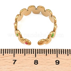 304ステンレススチールエナメルカフオープンリング4個  花/フラットラウンド  ゴールドカラー  6~10.5mm  17~18mm&nbsp;RJEW-P179-02G