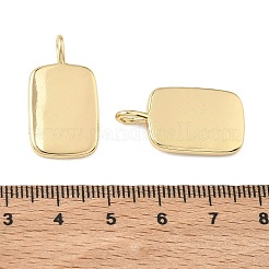 真鍮チャーム  長方形チャーム  空白タグのスタンプ  18KGP本金メッキ  26x14x2.5mm  穴：4x2.5mm&nbsp;KK-C259-19G