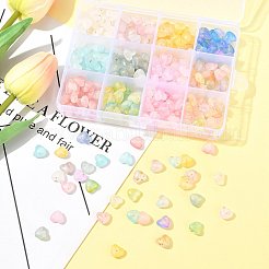 360色のフロスト透明アクリルビーズ11個  ハート  金箔とグリッタービーズ付き  ミックスカラー  9x10x5.5mm  穴：1.6mm&nbsp;OACR-FS0002-30