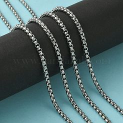 変色しにくい304ステンレススチールベネチアンチェーン  溶接されていない  ステンレス鋼色  4x4mm&nbsp;CHS-K001-37C