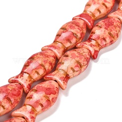 合成ターコイズビーズ連売り  魚  染め  スプレー塗装  レッド  24x11.5~12x7mm  穴：1.2mm  約17個/連  15.16''（38.5センチメートル）&nbsp;TURQ-F019-01D