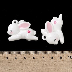 不透明樹脂ペンダント  兎  ホワイト  27x33.5x12mm  穴：3mm&nbsp;LS-RESI-S022-02