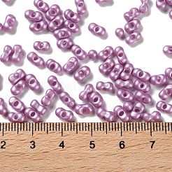 ガラスシードビーズ  不透明色の光沢  ピーナッツ  紫色のメディア  5~6x2.5~3x3~3.5mm  穴：1~1.2mm  約5000個/ポンド&nbsp;SEED-L011-04A-03