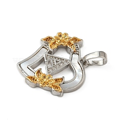 Brass Micro Pave Cubic Zirconia with Shell Pendants&nbsp;KK-Z115-14GP