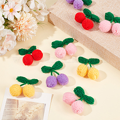 20個 4色糸織りチェリー  DIYで縫う装飾アクセサリー  ミックスカラー  65x45x18mm  5個/カラー&nbsp;DIY-CY0004-11
