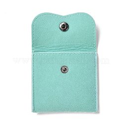 ベルベットのジュエリー収納ポーチ  スナップボタン付きスクエアジュエリーバッグ  ピアス用  リング収納  ターコイズ  6.75~6.8x7cm&nbsp;TP-B002-02C