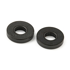 イオンプレーティング(IP)304ステンレススペーサービーズ  フラットラウンド  ブラック  8x1.5mm  穴：3.2mm&nbsp;STAS-F117-50B