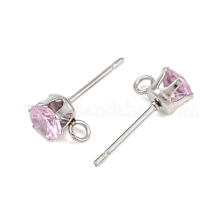 304 Stainless Steel Micro Pave Cubic Zirconia Stud Earring Findings&nbsp;STAS-H240-56P-12