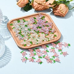 50個透明アクリルパーツ  花  真鍮パーツ  淡いターコイズ  16mm  穴：2mm  50個/セット&nbsp;PALLOY-FS00038-04