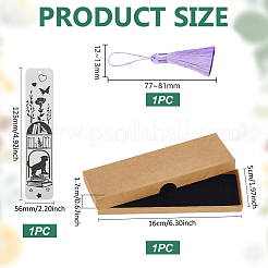 ステンレス製のしおり  ナイロンタッセルの大きなペンダントデコレーション付き  犬  125x56mm  1 PC&nbsp;AJEW-UN0001-81E