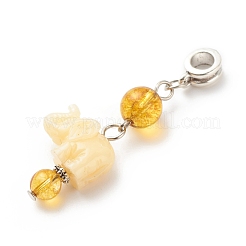 Opaque Resin and Natural Mixed Stone European Dangle Charms&nbsp;PALLOY-JF01764