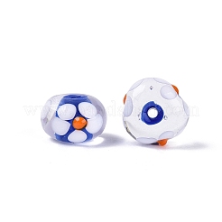手作りランプワークビーズ  花とロンデル  藤紫色  13~15.5x9~10mm  穴：1.2~2mm&nbsp;LAMP-Q039-04B