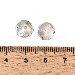電気メッキされた透明な丸いガラスビーズ  多面カット  ラベンダー  10mm  穴：1.6mm&nbsp;GL-CBA6A73-FP03