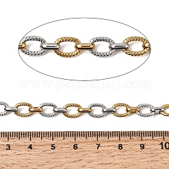 Two Tone 304 Stainless Steel Textured Cable Chains&nbsp;CHS-K018-43GP