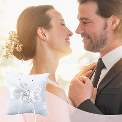 正方形のポリエステルとトリビュートシルクの結婚指輪ディスプレイ枕  ホワイト  190x188x70mm&nbsp;DIY-GF0014-14