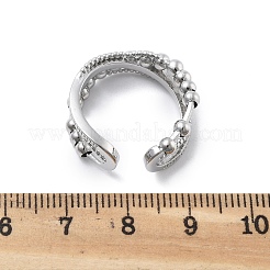 女性用回転式オープンカフリング  真鍮の丸いビーズのハンドスピナーリング  プラチナ  8.5mm  内径：17.5mm&nbsp;RJEW-S402-02P