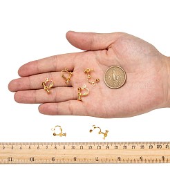真鍮製ねじ式クリップイヤリングパーツ  スパイラルイヤークリップ  穴開けないイヤリングのジュエリー用  ゴールドカラー  18x14x3mm  穴：1.6mm&nbsp;KK-L164-01G